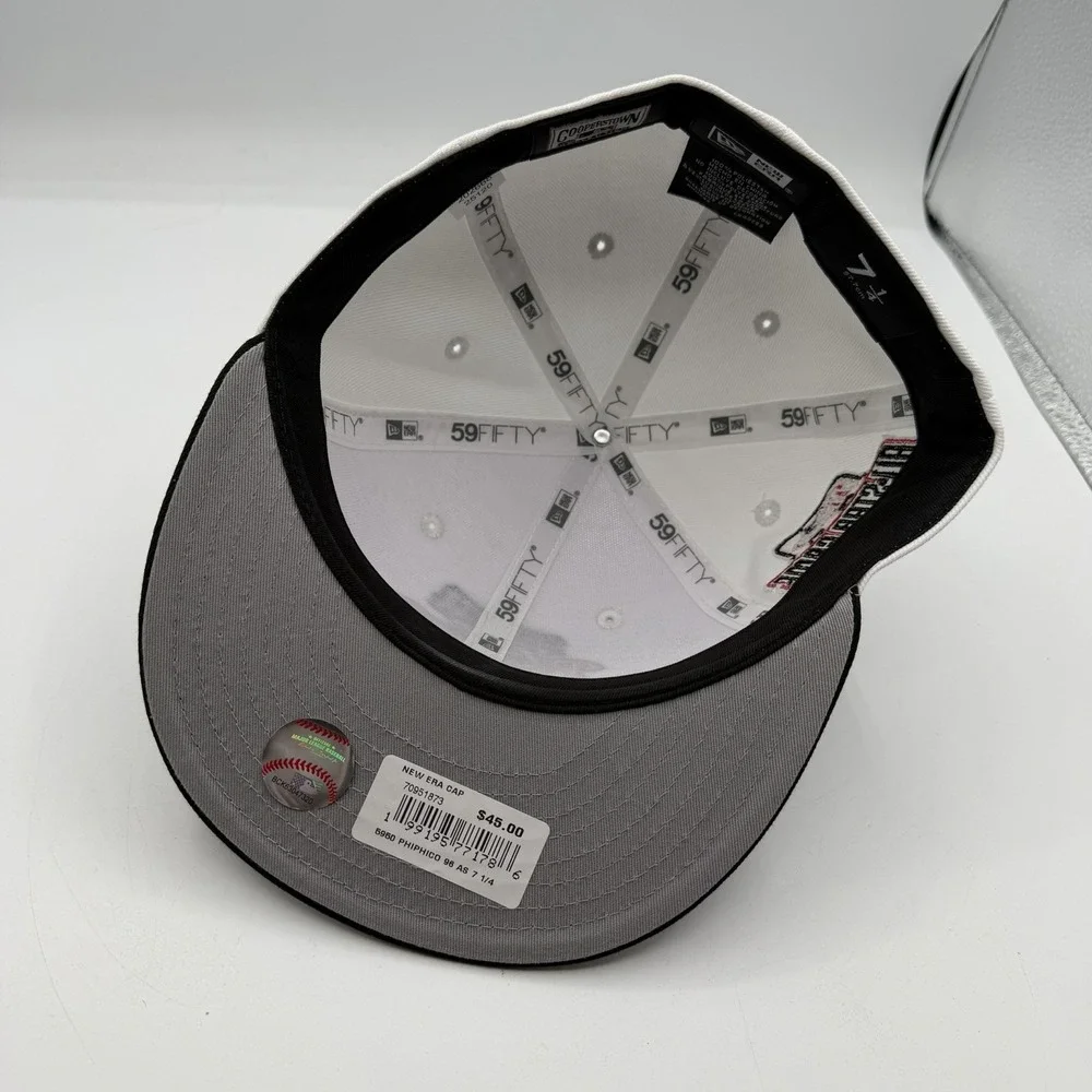 New Era 59Fifty Philadelphia Phillies Hat Cap 7 1/4 White 1996 All Star Game MLB